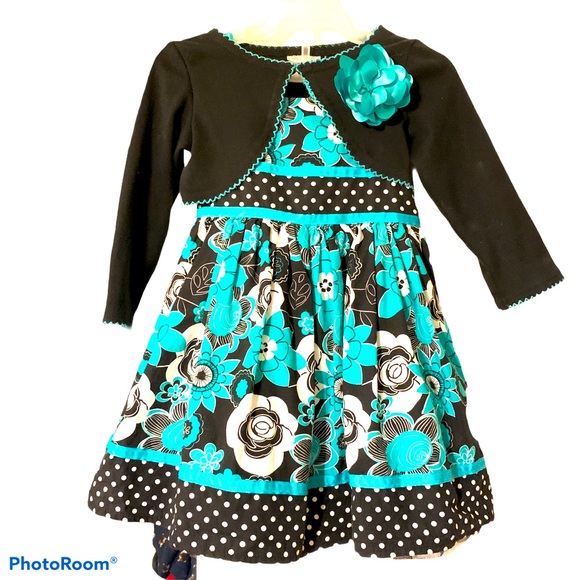 Youngland Other - Toddler Sz 2 Teal Floral Dress w/Taffeta Slip
